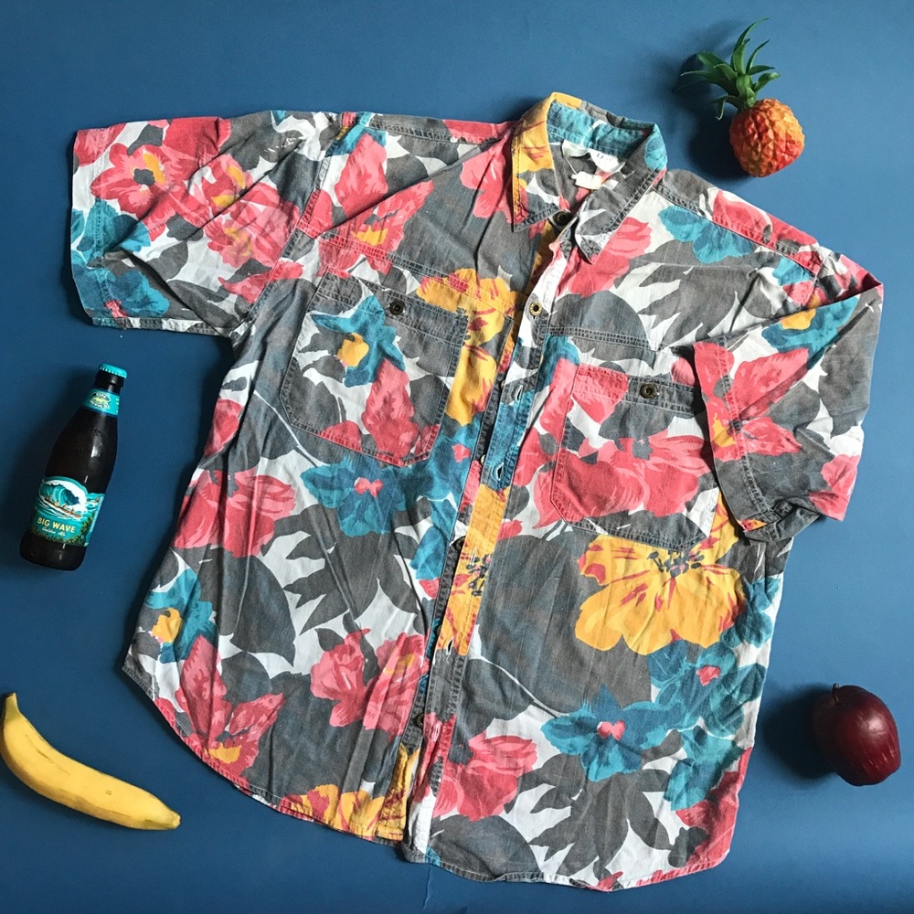 Vintage 80s/90s boutique brand tropical shirt